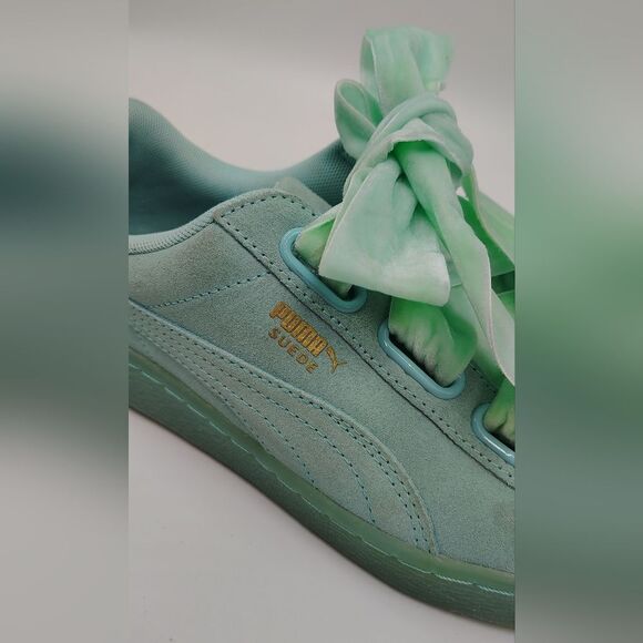 Puma Heart Reset Suede Velvet Bow Sneakers Shoes Sz 10 - Picture 9 of 16